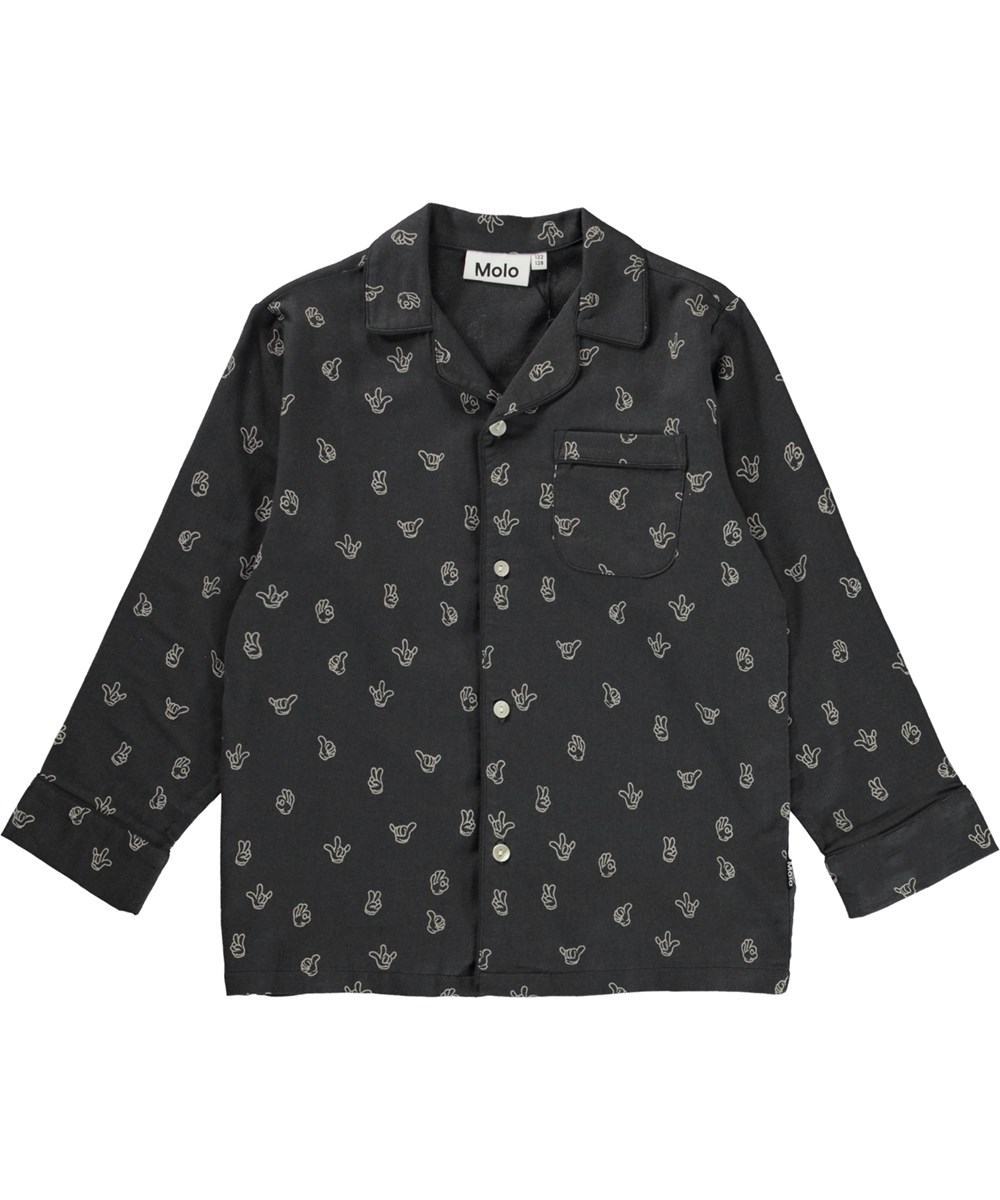 Lex - Friendly Hands - Ekologiska svart pyjamas med handtecken. 