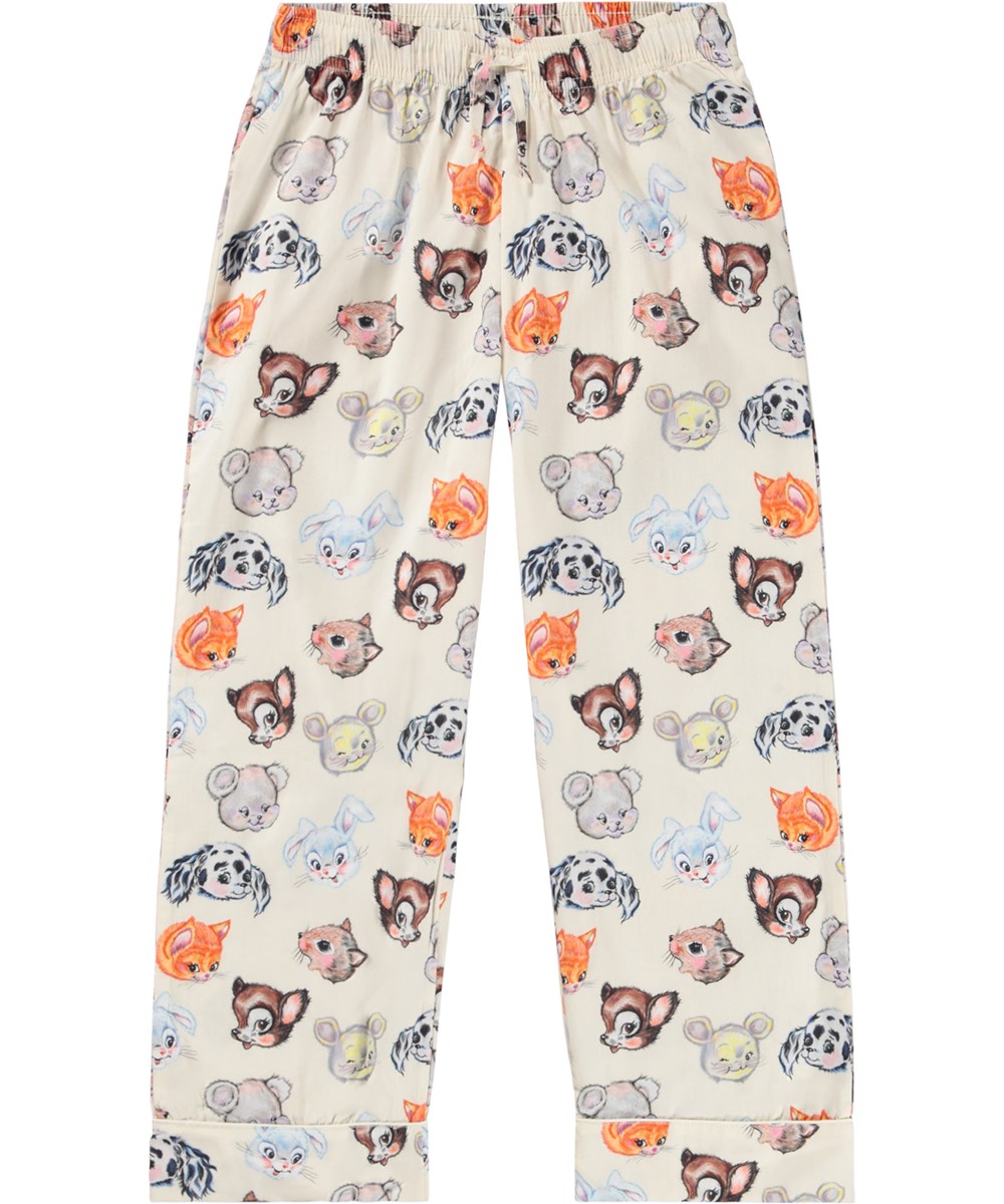 Lex - Itty Bitty Cream - Off-white pyjamas för barn tillverkade av ekologisk bomull med söta ritade djur.