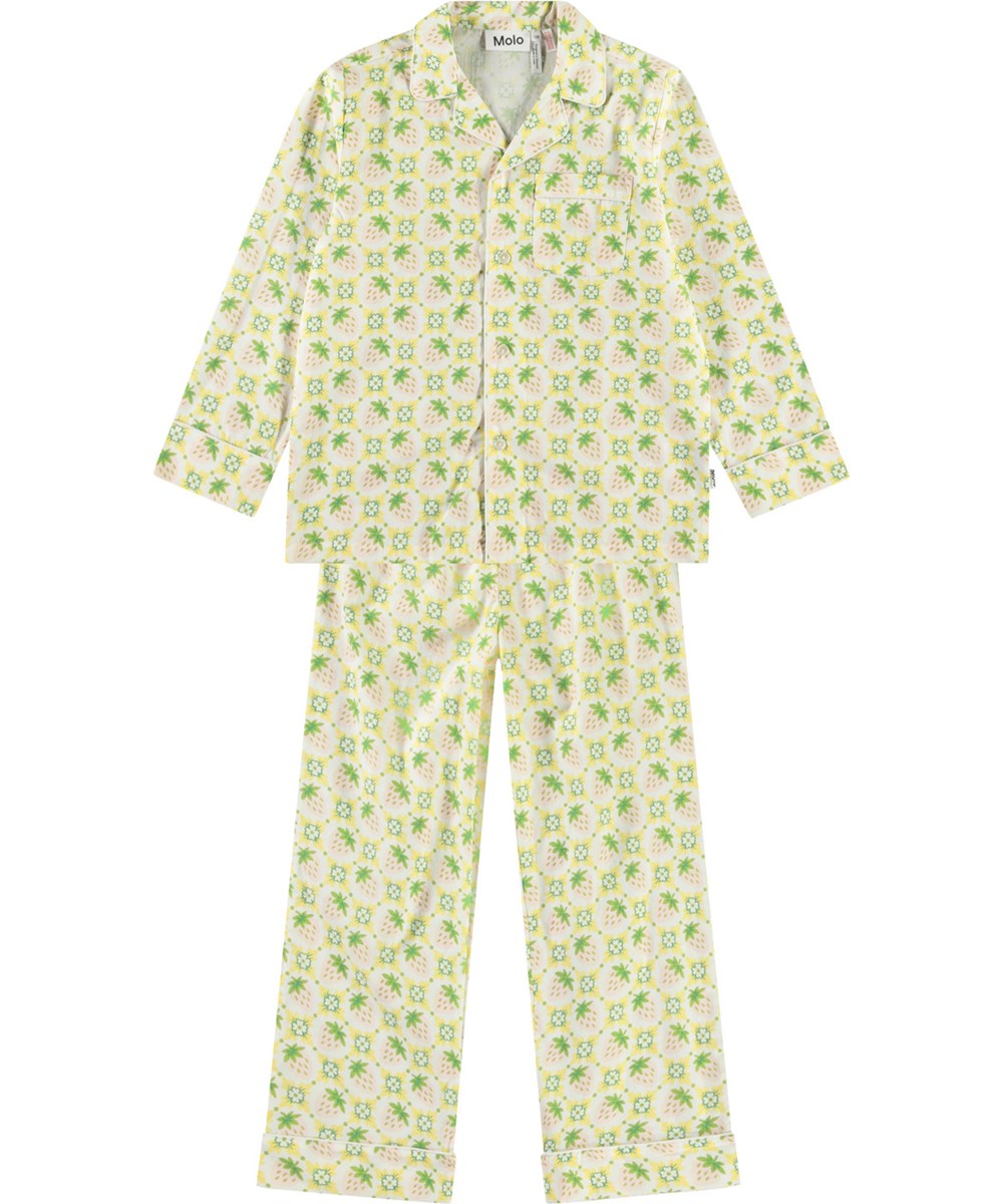 Lex - Pale Berries - Pyjamas i off-white med långa ärmar och ben i ekologisk bomull.