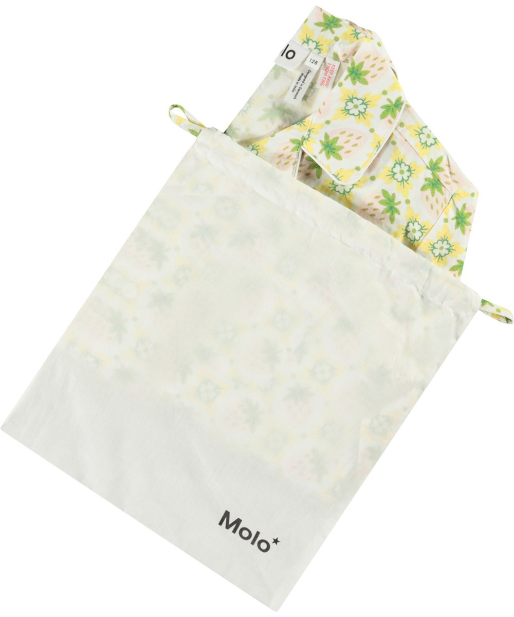 Lex - Pale Berries - Pyjamas i off-white med långa ärmar och ben i ekologisk bomull.