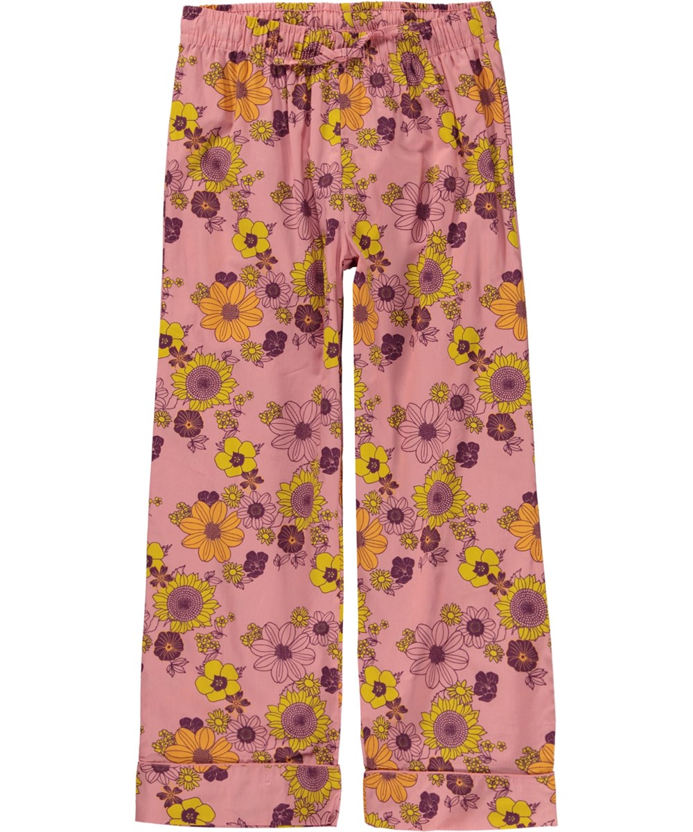 Lex - Rose Retro - Rosa ekologisk pyjamas med blommigt mönster.