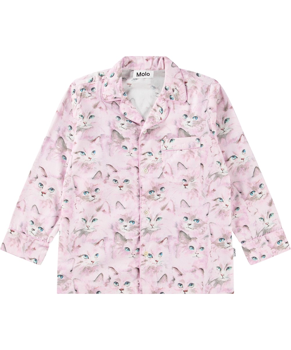 Lex US - Lavender Aquarelle - Lila pyjamas i normal passform med sött katttryck.