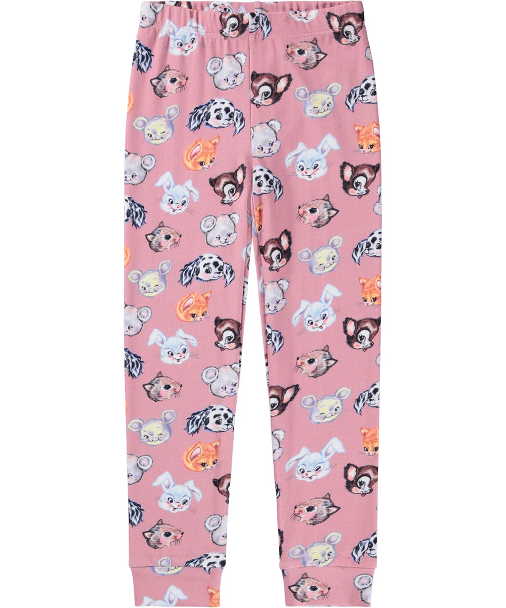 Lue - Itty Bitty Blush - Rosa pyjamas för barn gjorda av ekologisk bomull med färgglada söta ritade djur.