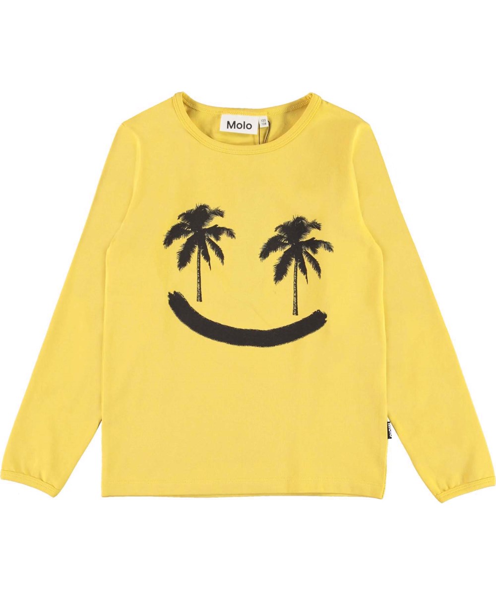 Luve - Hazy Sun - Gul pyjamas med svart palmsmiley.