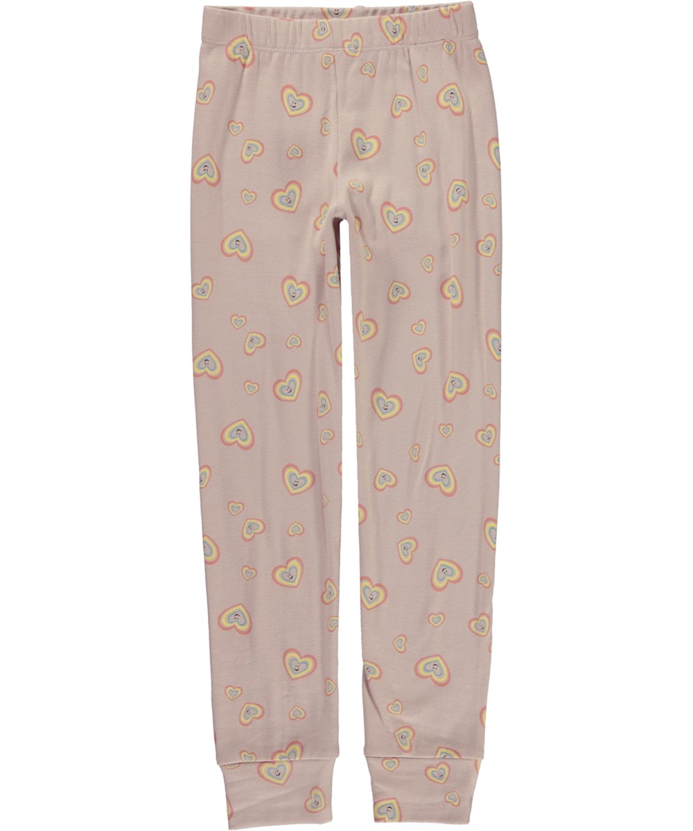 Luve - Mini Aura Hearts - Rosa ekologisk pyjamas med aurahjärtan.