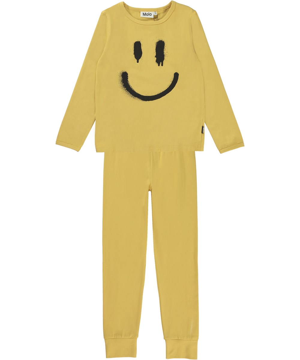 Luve - Rattan - Pyjamas i gul med smiley.