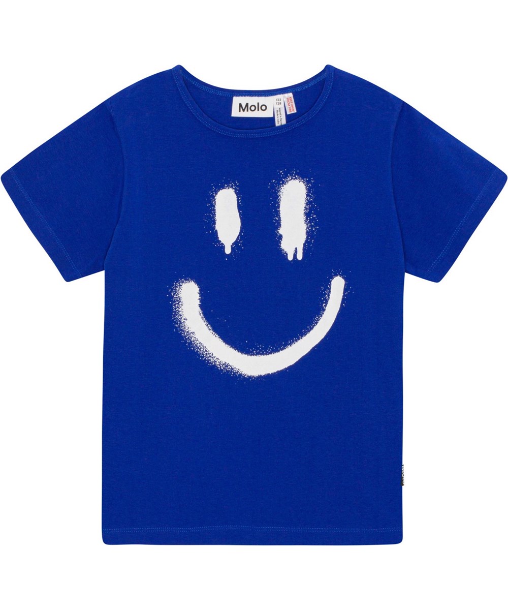 Luvis - Reef Blue - Blå pyjamas med smiley i ekologisk bomull.