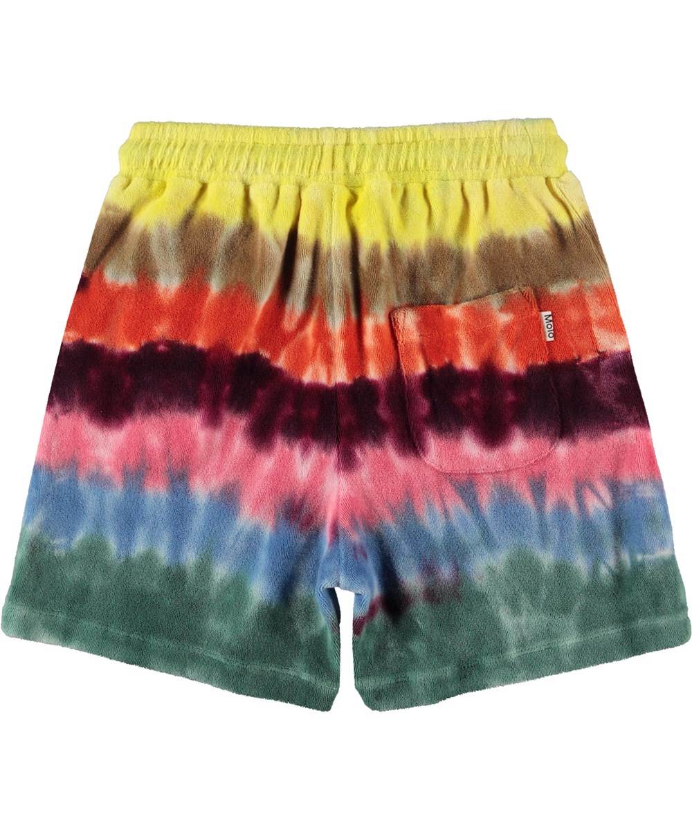 Abay - Rainbow Mist - Regnbågsfärgade frotté shorts.