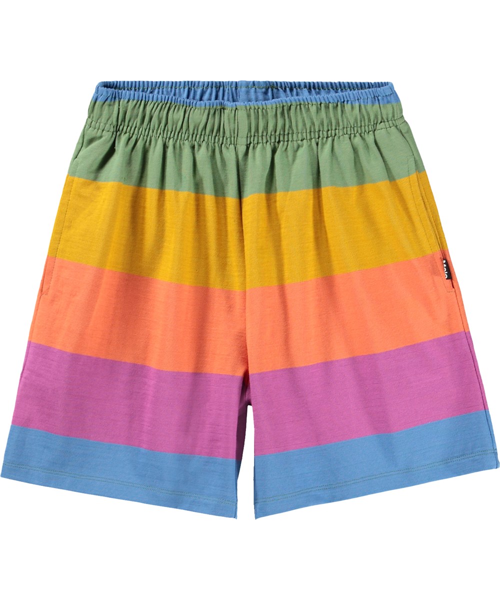 Adiano - Rainbow Block - Shorts för barn i ekologisk bomull med regnbågsränder