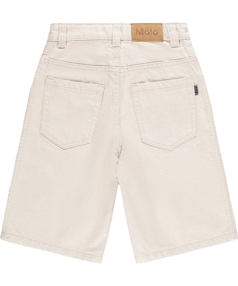 Alpha - Summer Sand - Off-white baggy denimshorts för barn i ekologisk bomull med justerbar midja