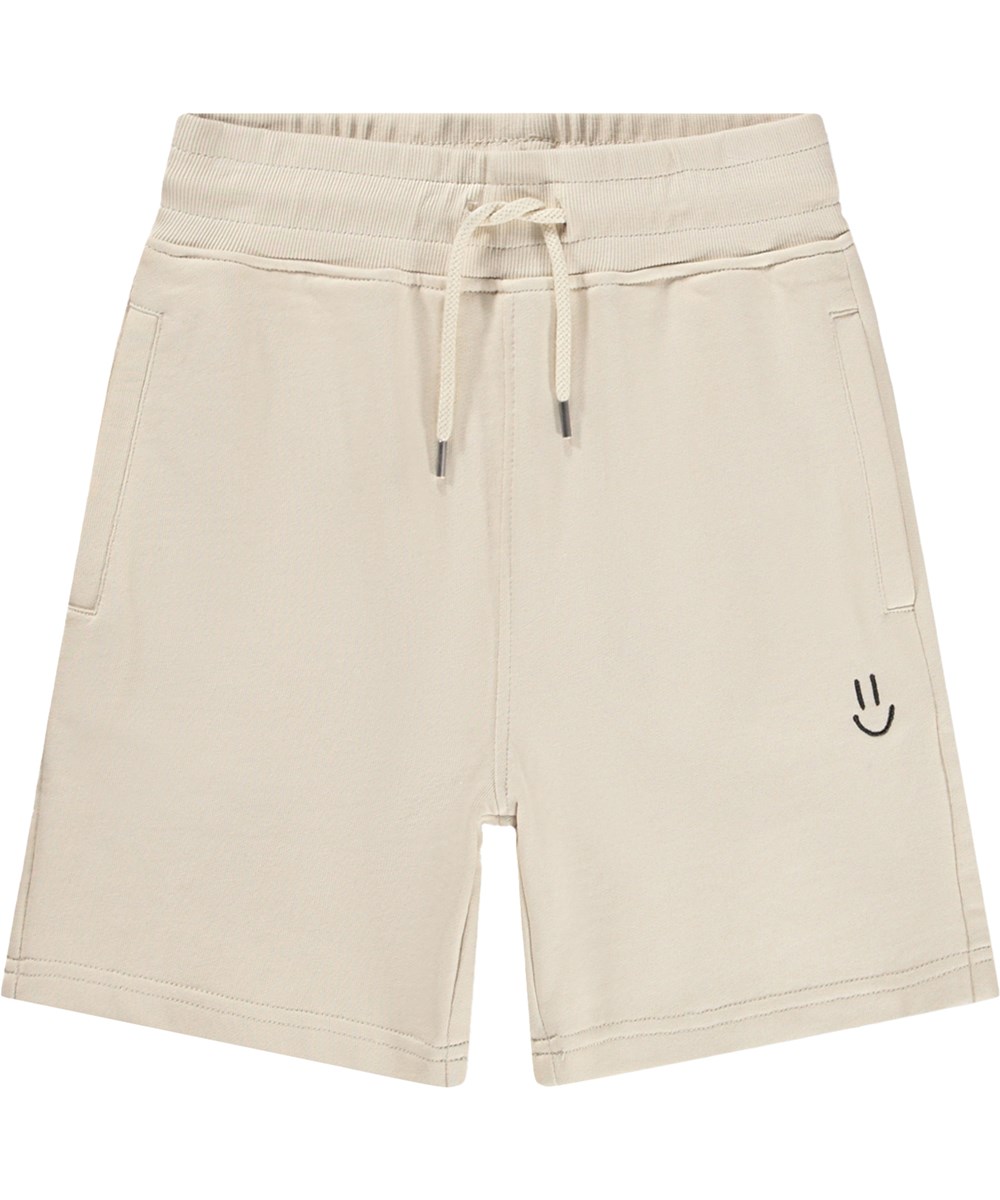 Alw - Summer Sand - Beiga shorts för barn i mjuk ekologisk bomullsjersey