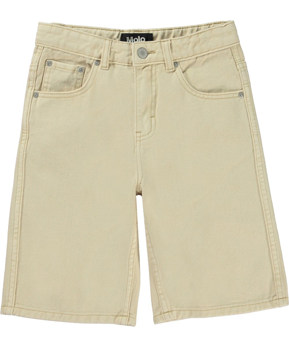 Art - Naturelle - Knålänga jeansshorts i beige.