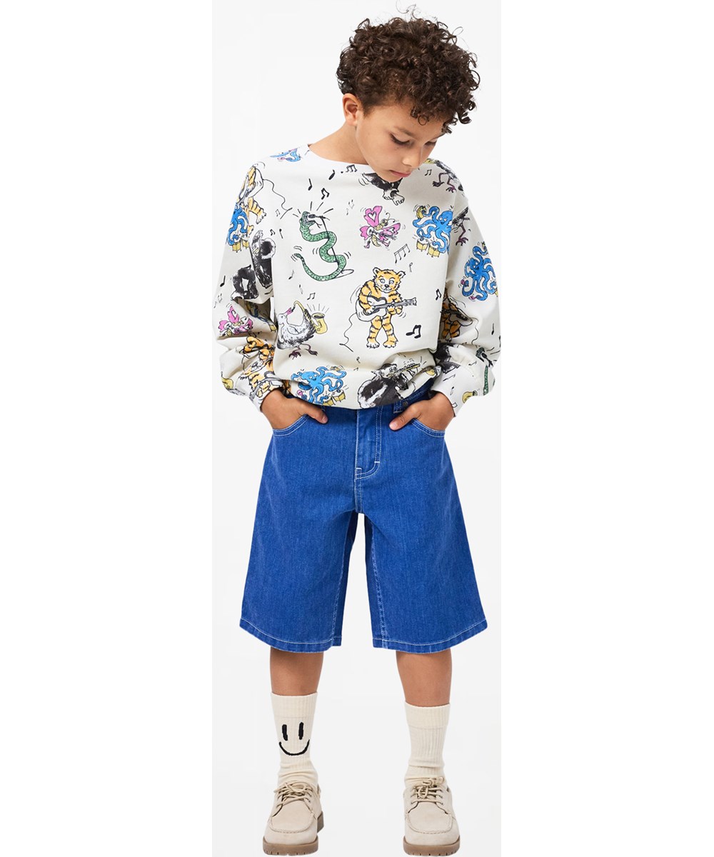 Art - Swell Blue Wash - Blå, pösiga jeansshorts för barn i ekologisk bomull