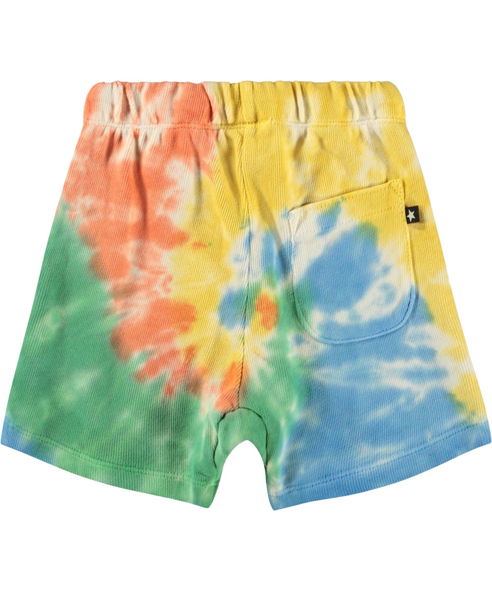 Simms - Shiny Swirl - Mjuka, flerfärgade shorts för de små i ekologisk bomull med ett batikmönster