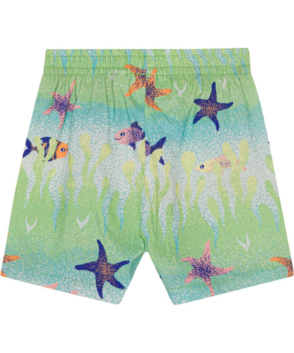 Solar - Under The Sea - Mjuka shorts till baby i ekologisk bomull med fisk och sjöstjärnor.