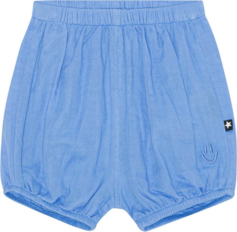 Somos - Forget Me Not - Blå bloomer shorts i ekologisk bomull. 