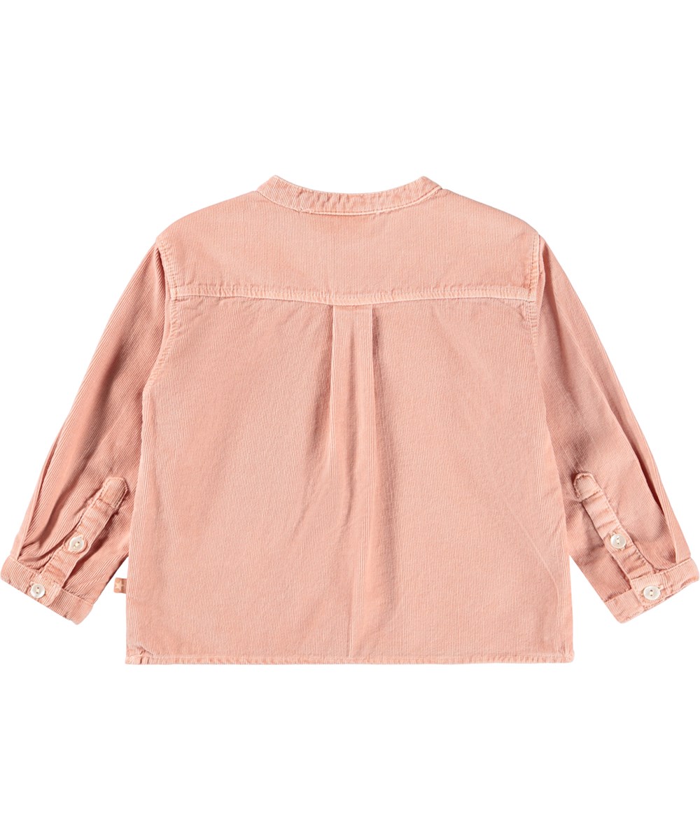 Enoz - Rose Cloud - Rosa sammetsskjorta för baby i ekologisk bomull.