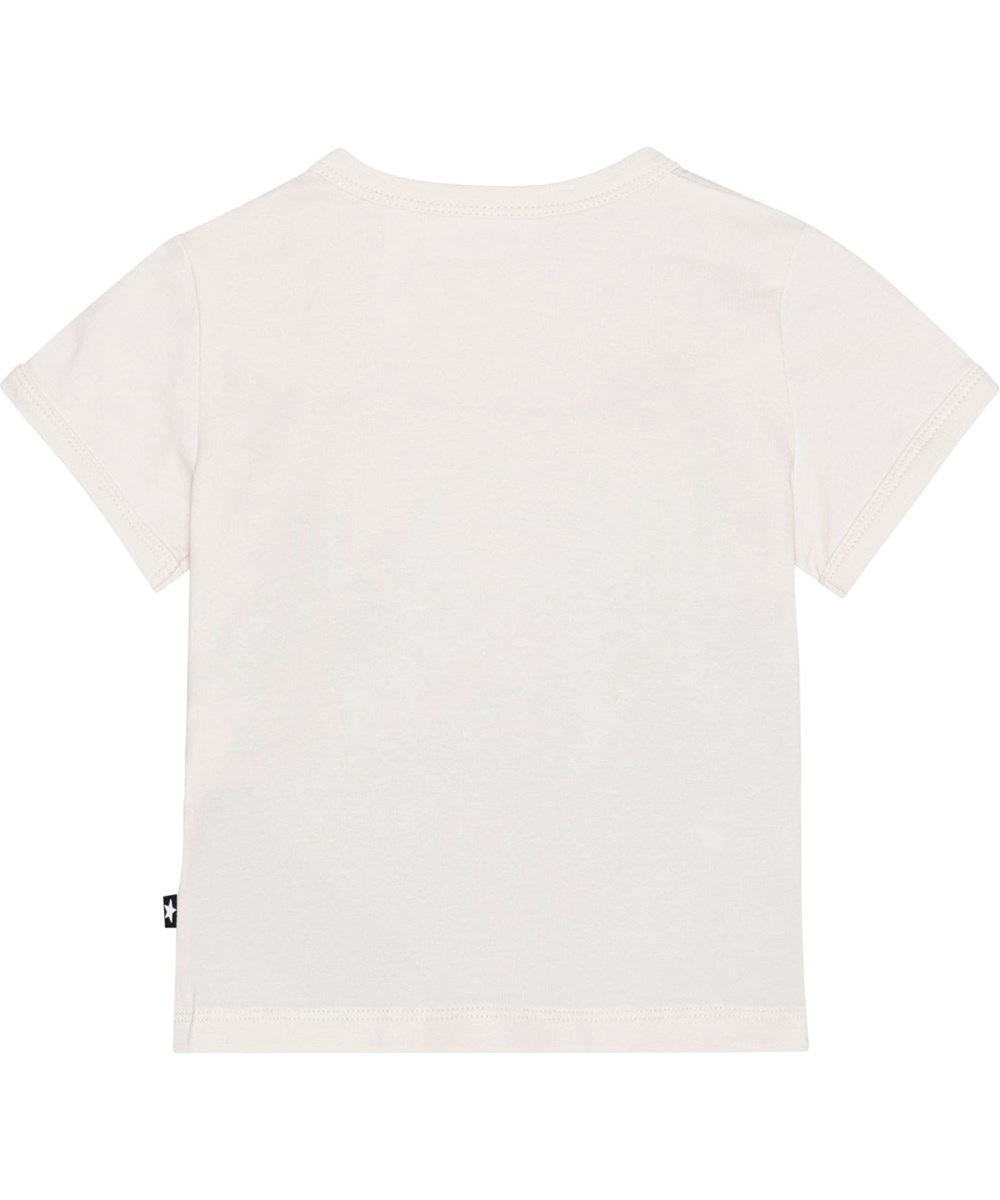 Easy - Living Garden - Råvit t-shirt till baby i ekologisk bomullsjersey med igelkott, insekter i grönt gräs. 