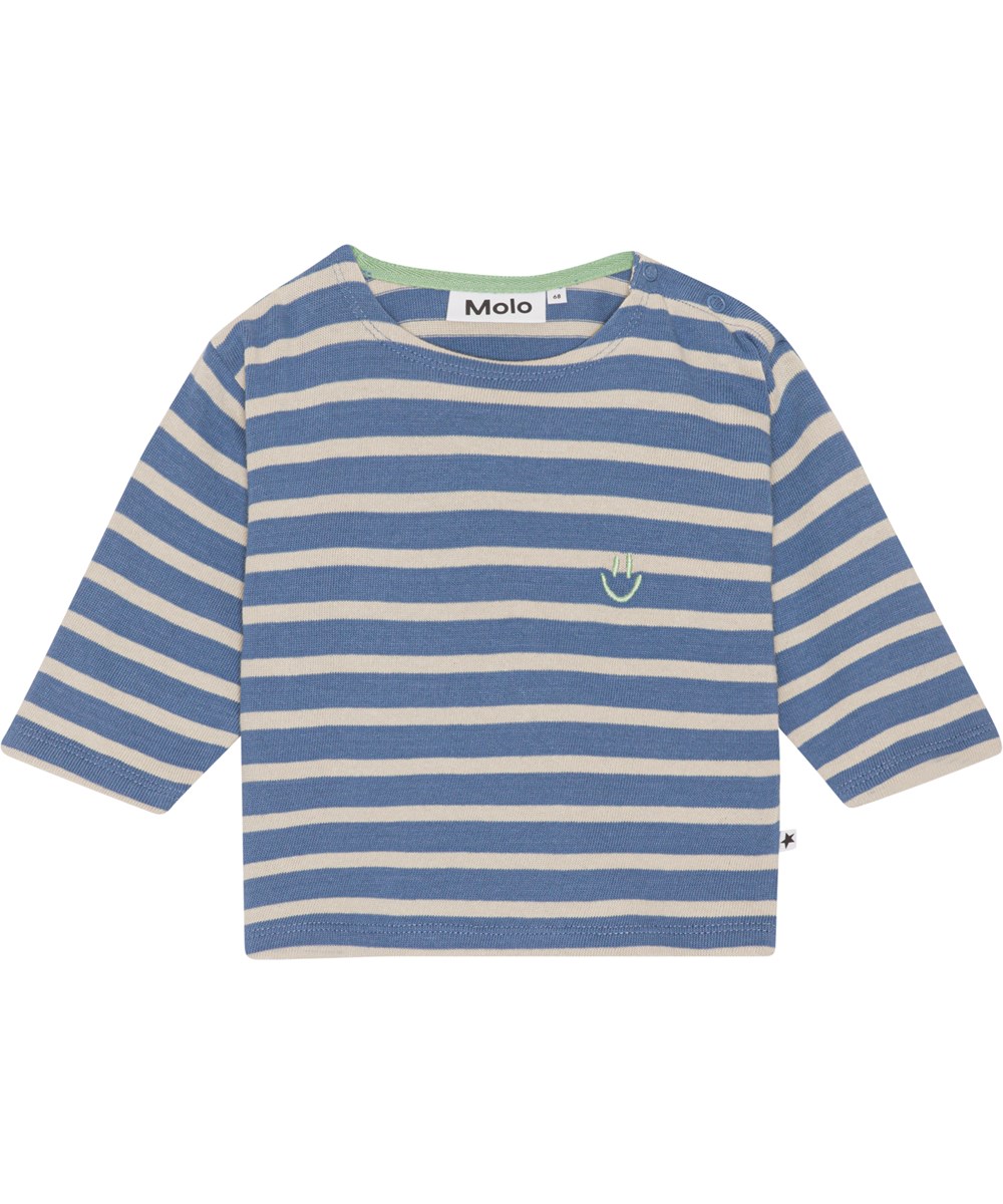 Edarko - Atlas Stripe - Ekologisk randig babytröja i blå och vit.