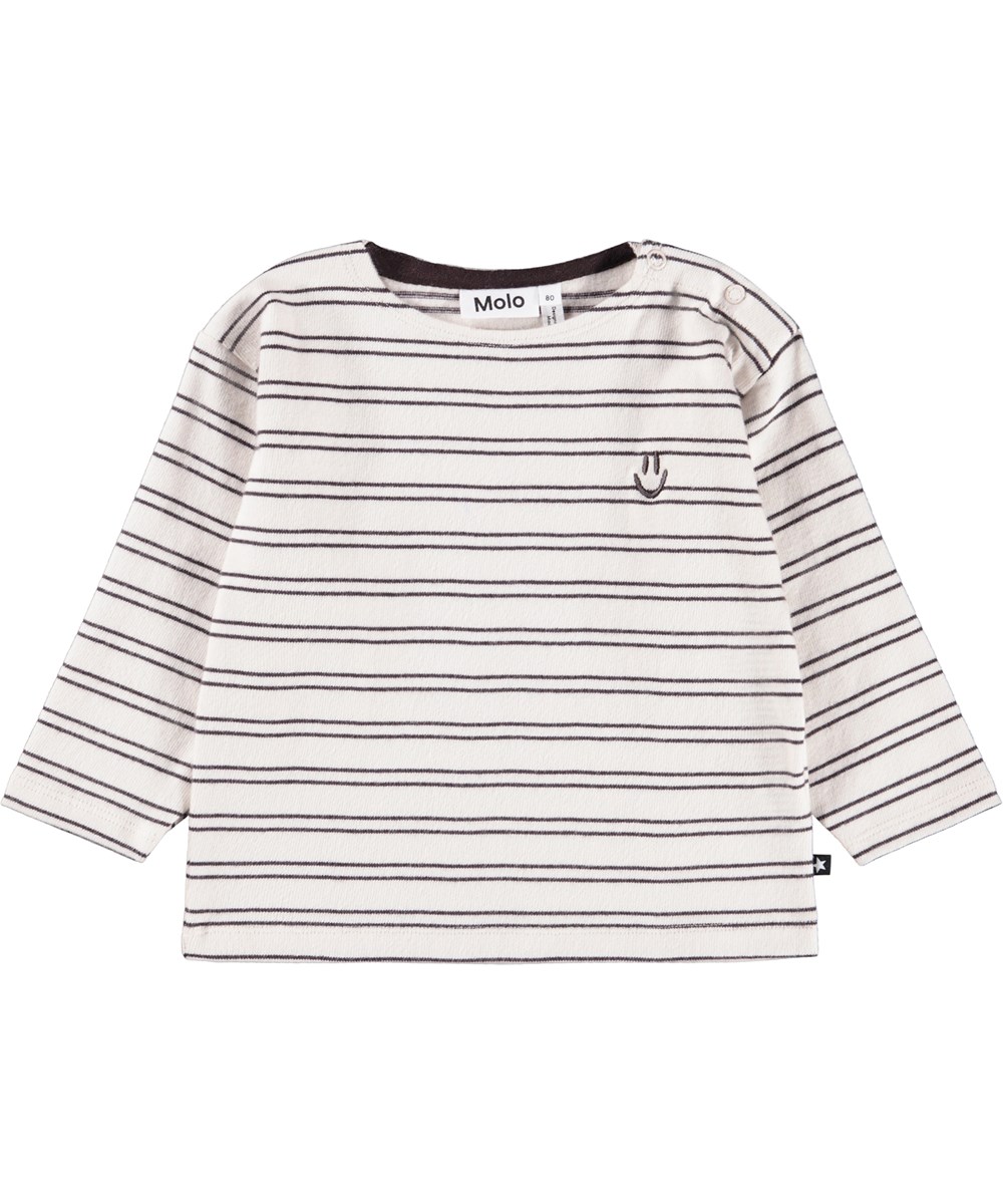 Edarko - Cocoa Stripe - Brunrandig ekologisk bomullsskjorta till baby.