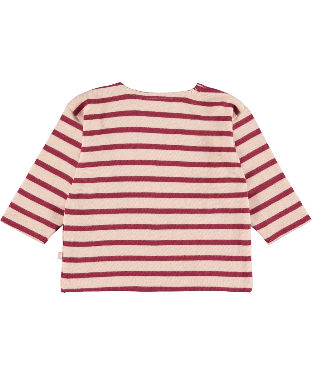 Edarko - Velvety Rose Stripe - Ekologisk rosa- och rödrandig babytröja.