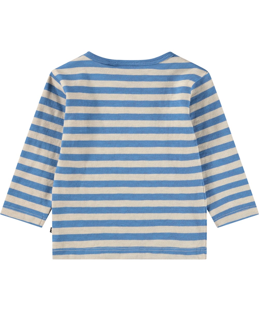 Elvo - Blue Sand Stripe - Blå långärmad skjorta i ekologisk bomull med ränder