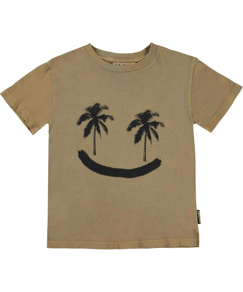 Rame - Oak - Ljusbrun basic t-shirt med palmer.