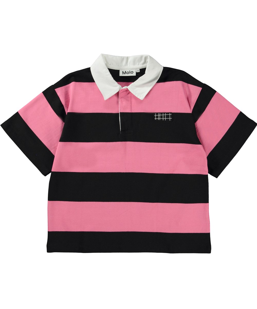Reef - Black Bubblegum - Rosa och svart randig polo med krage.