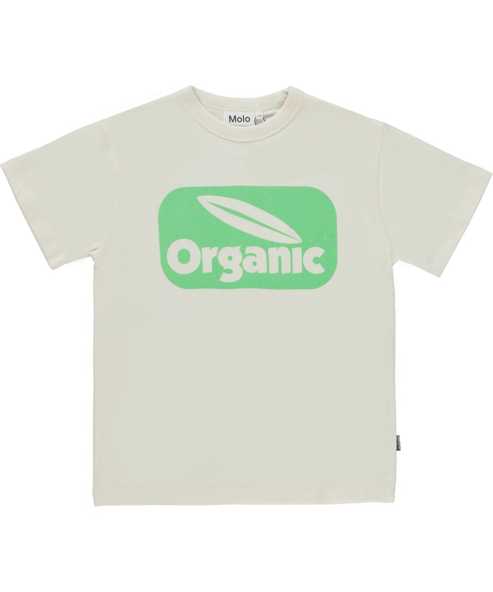 Riley - Naturelle - Ekologisk t-shirt med grön organisk logga.