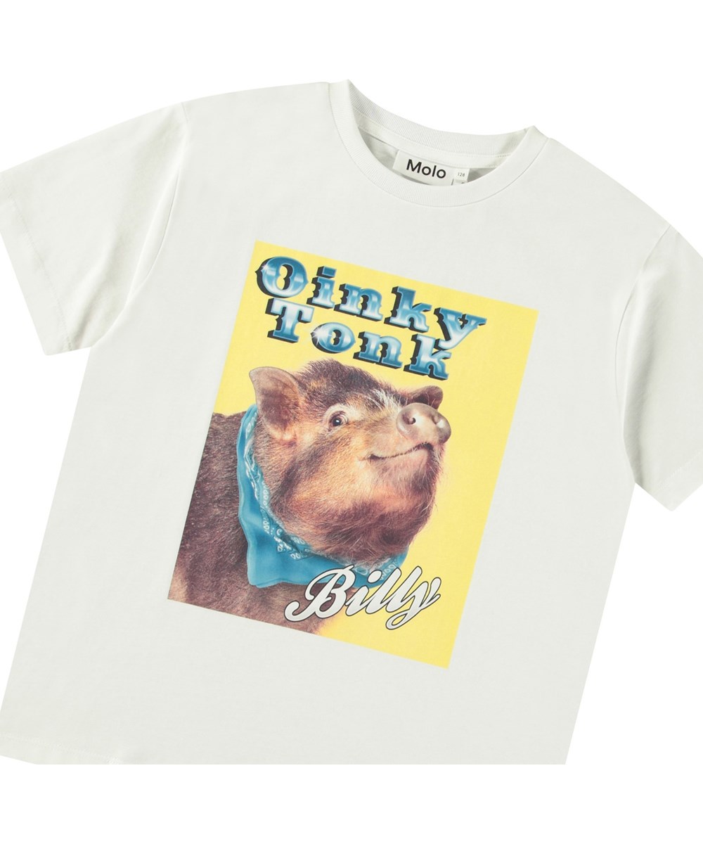 Riley - Billy - Vit t-shirt för barn i mjuk ekologisk bomull med korta ärmar och ribbad halsringning.