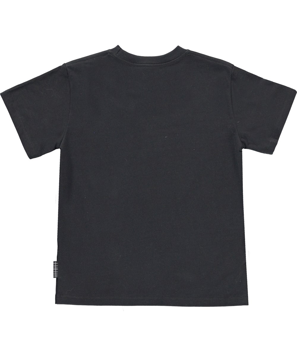 Riley - Earth Smiling - Svart unisex t-shirt med smiley och jordklotet.