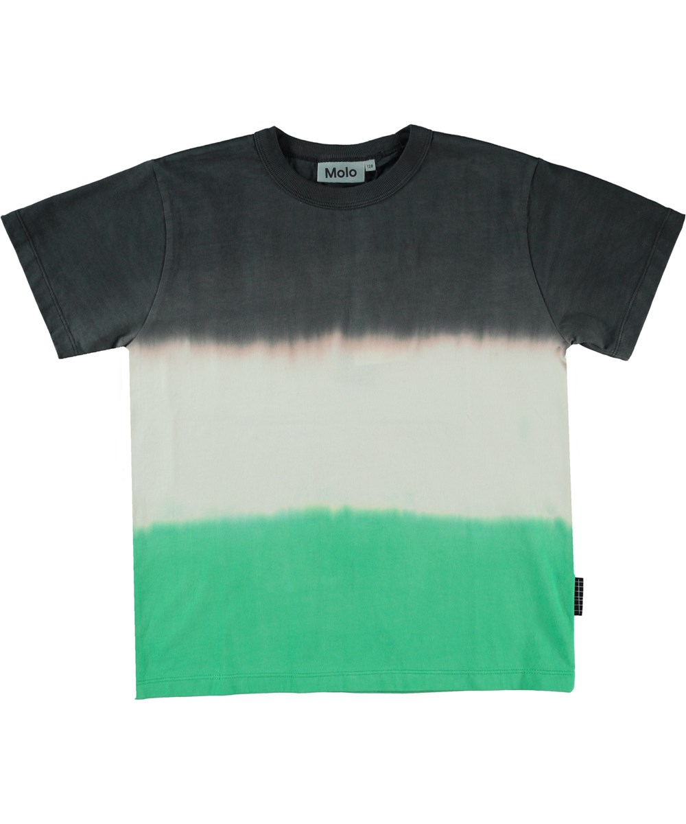 Riley - Green Stripe Dye - Unise t-shirt med randig tie-dye.