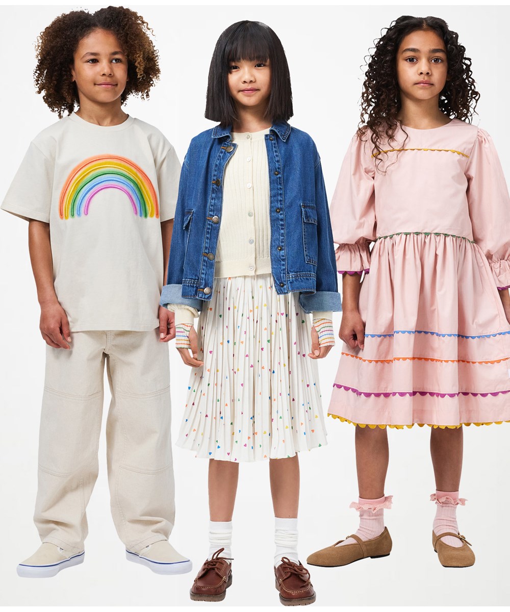 Riley - Hazy Rainbow - Beige T-shirt för barn i ekologisk bomull