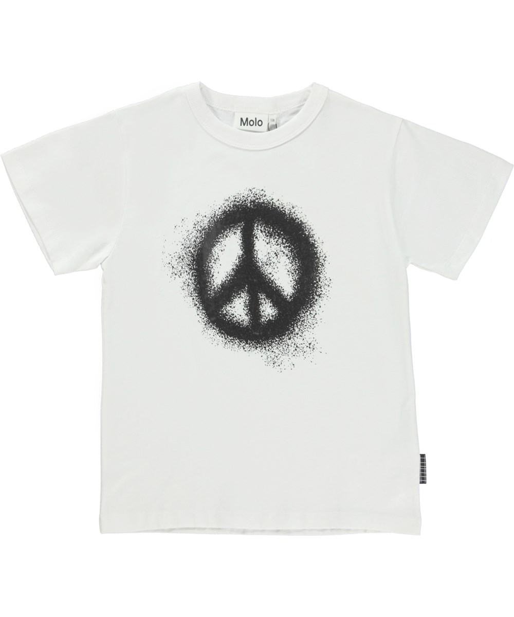 Riley - Sprayed Peace - Vit unisex t-shirt med peacetecken.