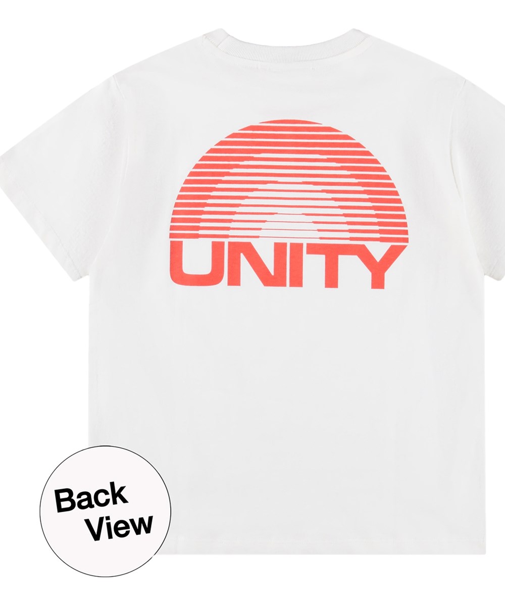 Riley - Unity Red - Vit T-shirt för barn i ekologisk bomull