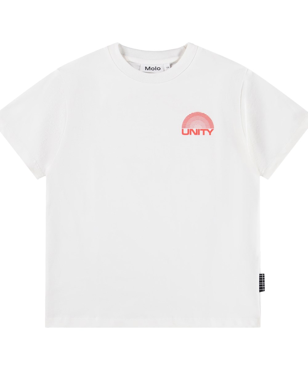 Riley - Unity Red - Vit T-shirt för barn i ekologisk bomull