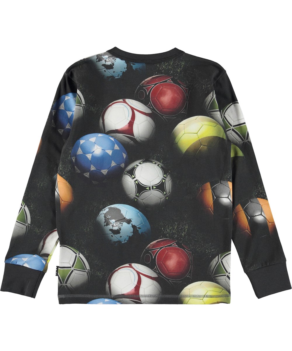 Rill - World Football - Ekolgisk svart tröja med fotboll.