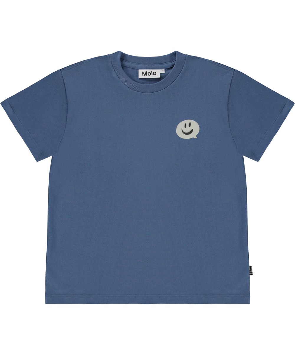 Roxo - Moonlight Blue - Blå ekologisk t-shirt med pratbubbla.