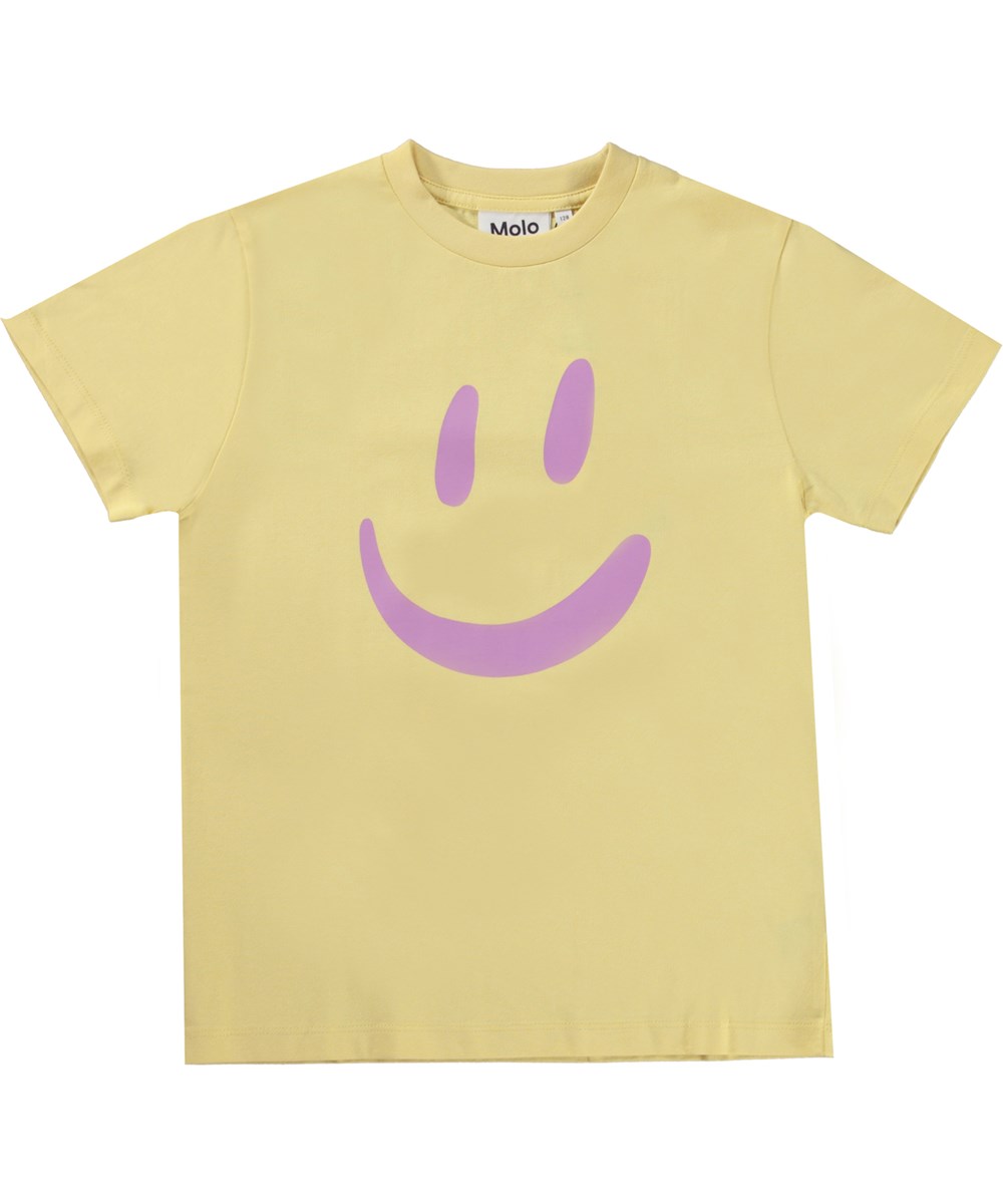 Roxo - Pale Sun - Gul ekologisk t-shirt med smiley.