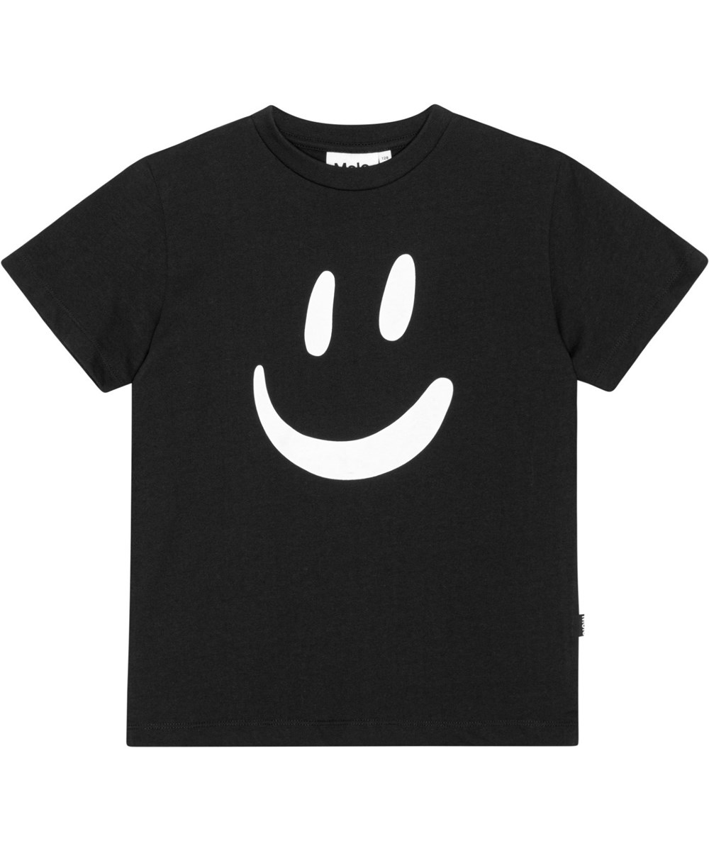 Roxo - Black - Svart t-shirt i ekologisk bomull med smiley.