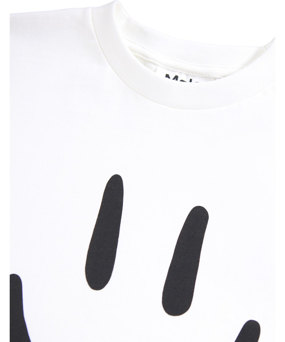 Roxo - Crisp White - Vit T-shirt för barn i mjuk ekologisk bomull med korta ärmar och en ribbad halsringning.