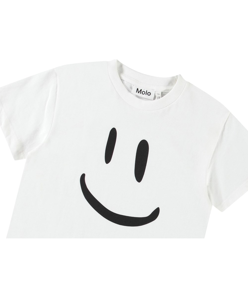 Roxo - White - Vit t-shirt för barn i ekologisk bomull med korta ärmar, ribbad halsringning och lös passform.