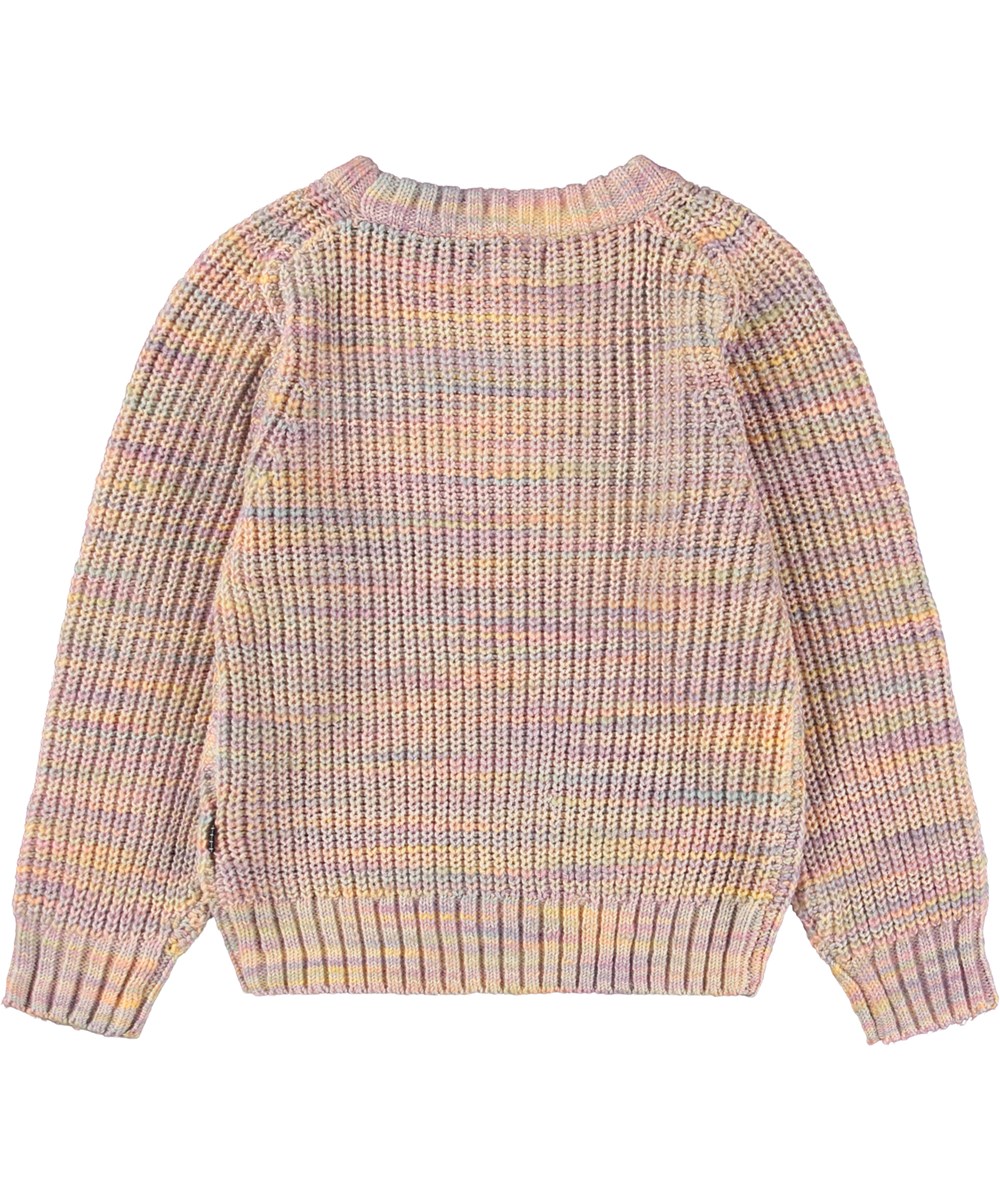 Bosse - Space Dye Rose - Multifärgad stickad tröja för barn i rosa toner gjord av en ullblandning.