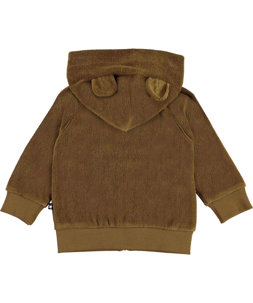 Dirk - Oak - Brun baby luvtröja i velour.