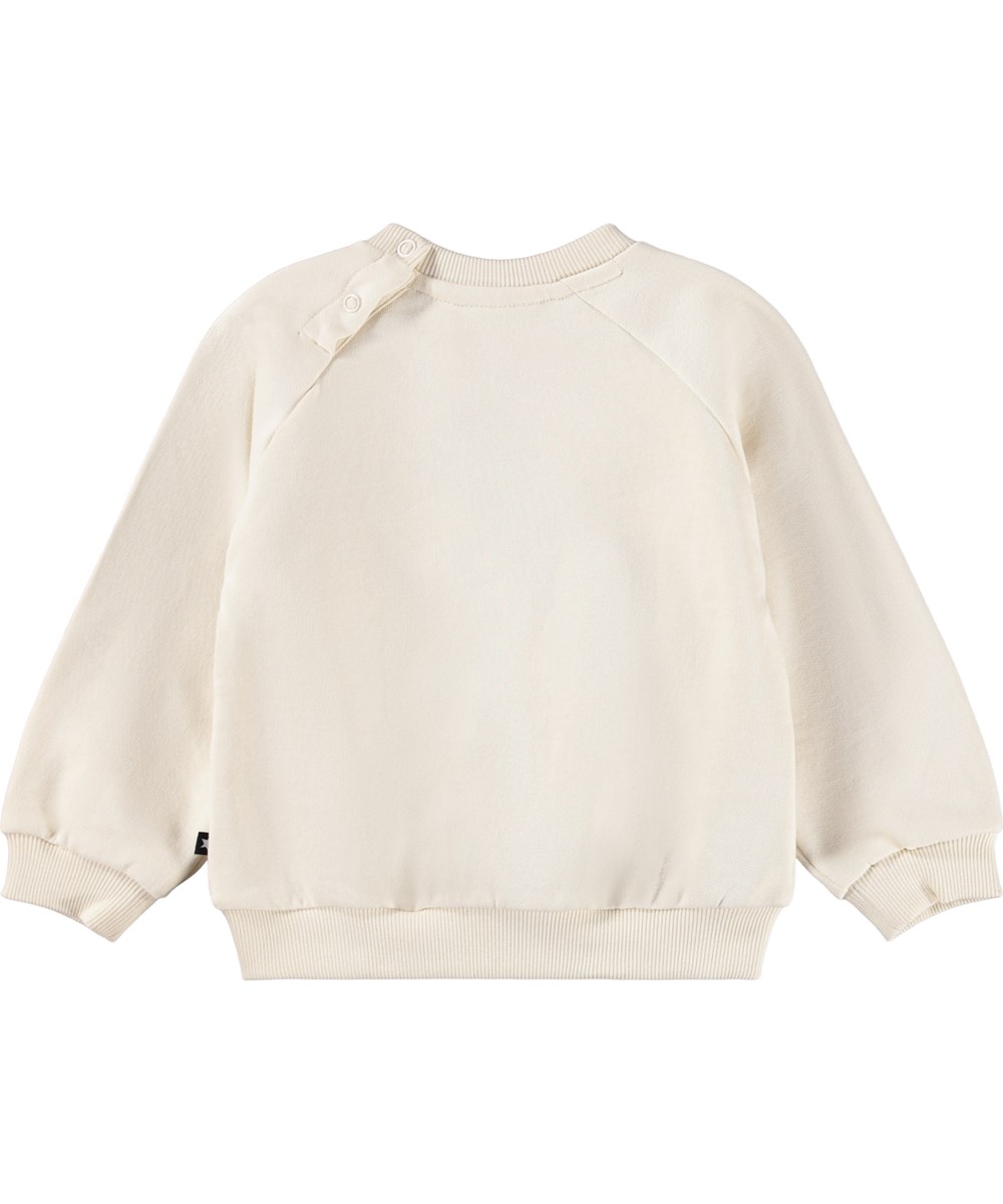 Disc - Blue Bird - En vit sweatshirt för de minsta i mjuk ekologisk bomull med en blå fågel framtill.