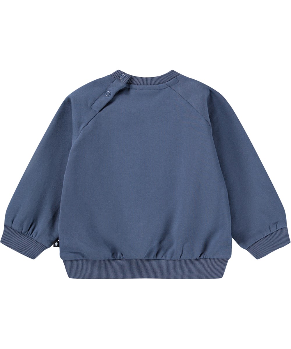 Disc - Evening Sky - Mörkblå sweatshirt för de minsta i mjuk ekologisk bomull med en broderad smiley på framsidan.