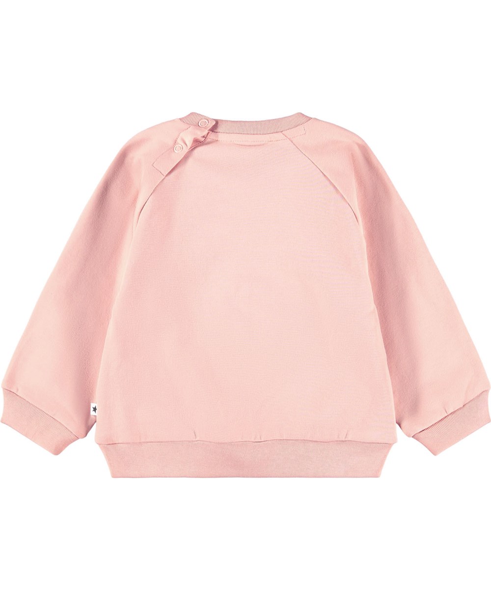 Disc - Rose Cloud - Rosa sweatshirt för de minsta i mjuk ekologisk bomull med en broderad smiley på framsidan.