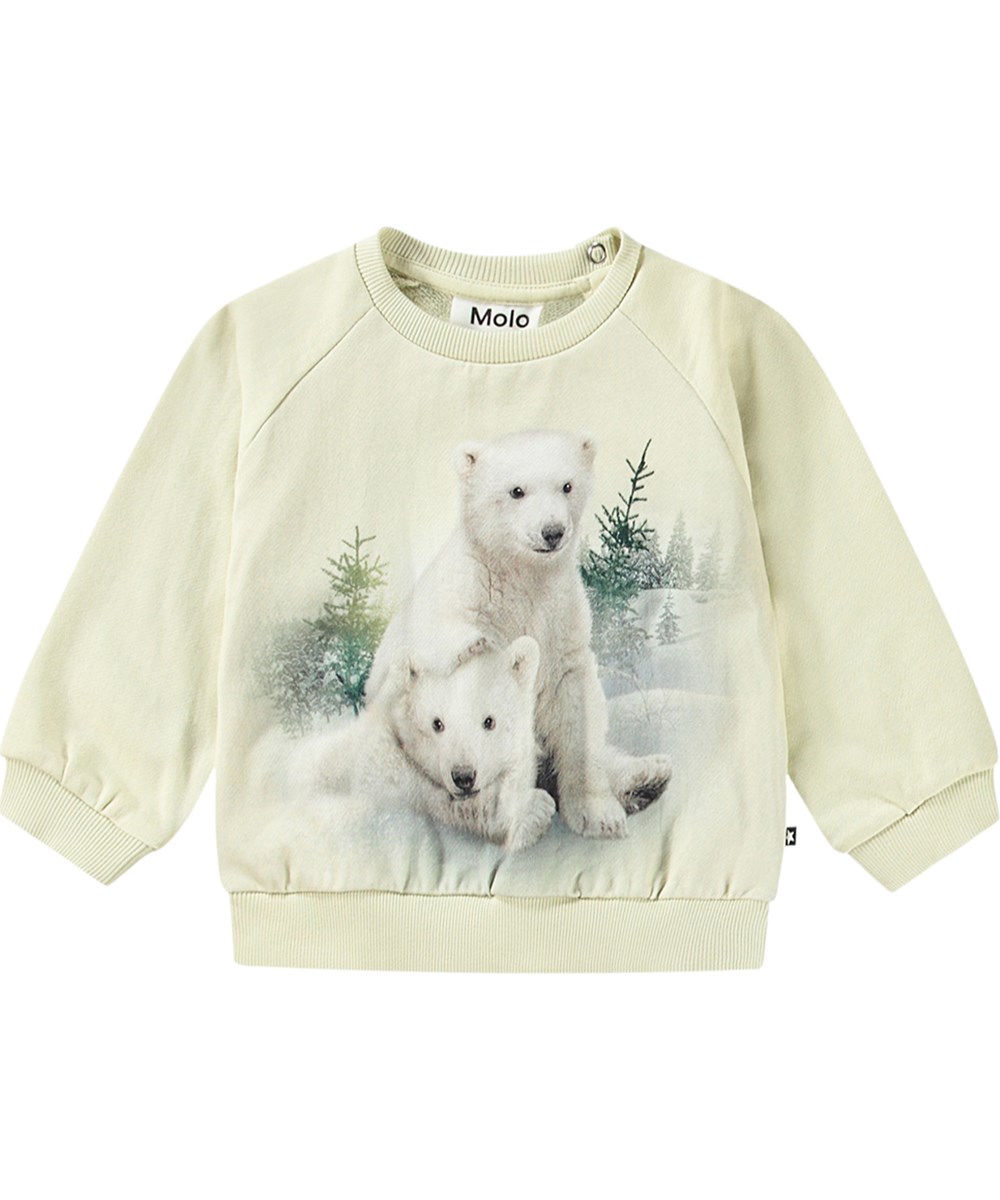 Disc - Snowy Bear Cubs - Ekologisk bomulls-jersey sweatshirt med ett sött isbjörntryck.