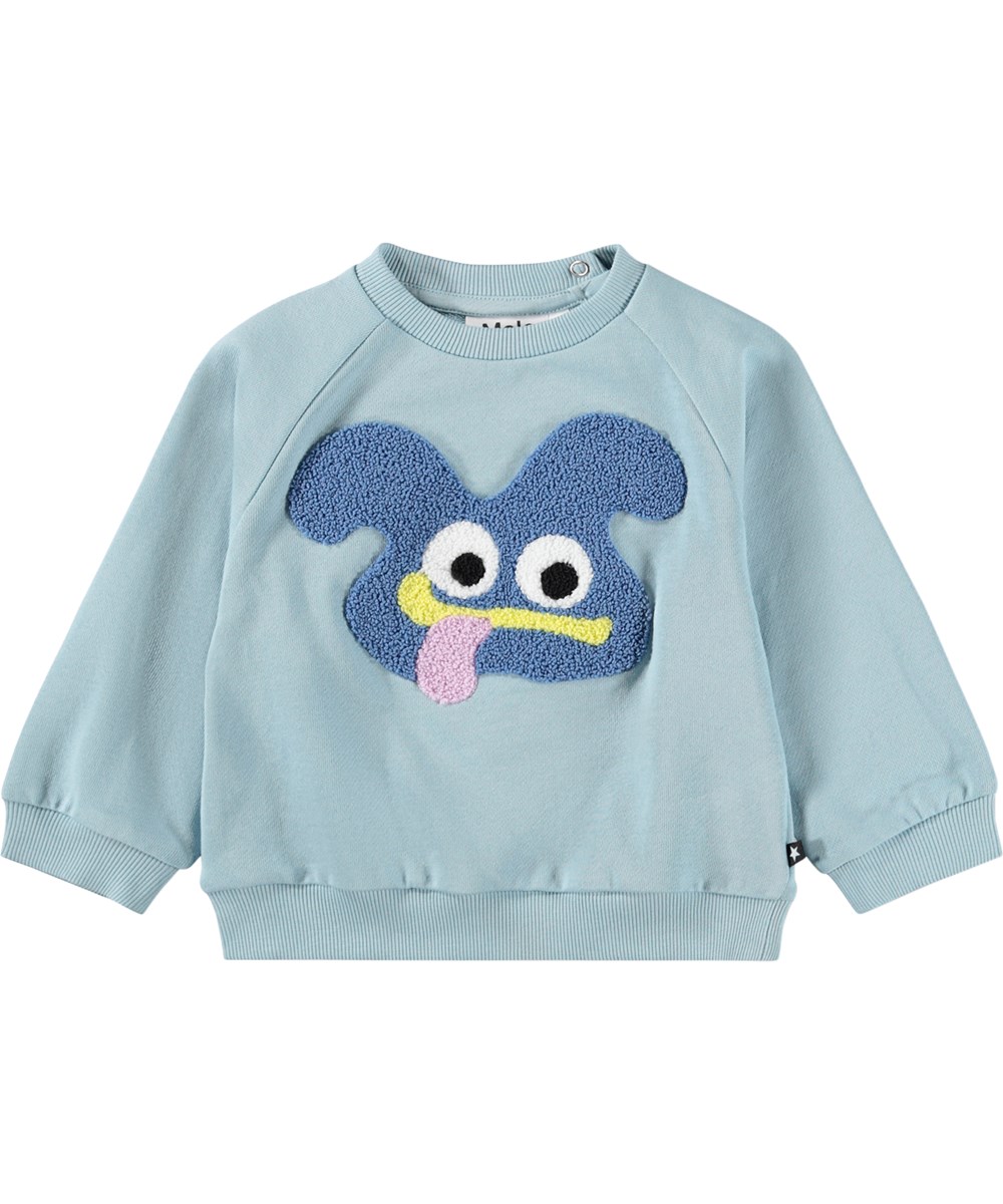 Disc - Stream - Mjuk, blå sweatshirt för de små i ekologisk bomull med ett konstverk