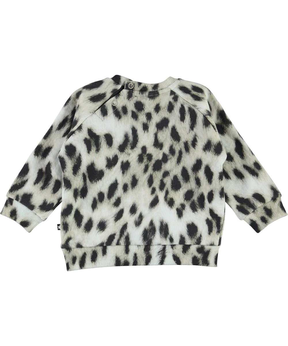 Disco - Snowy Leo Fur - Ekologisk babytröja med snöleopard